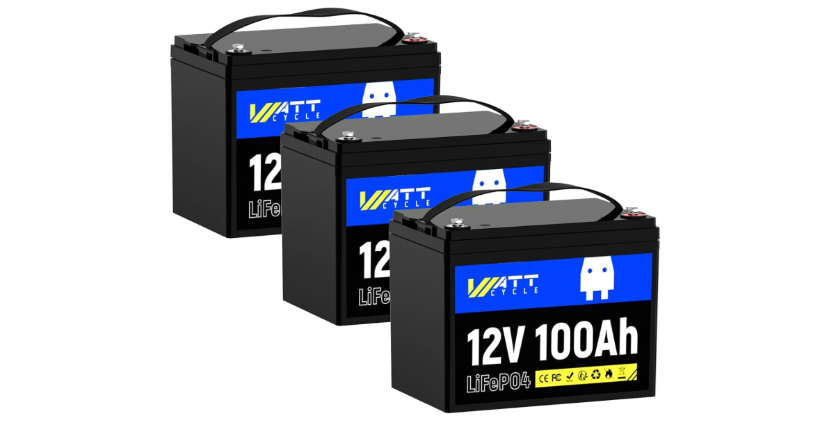 WattCycle 12V 100Ah LiFePO4 Deep Cycle Battery - Group 24, 15000 Deep Cycles, Built-in 100A BMS, Low-Temperature Protection for RV, Marine, Golf Cart, Solar...

