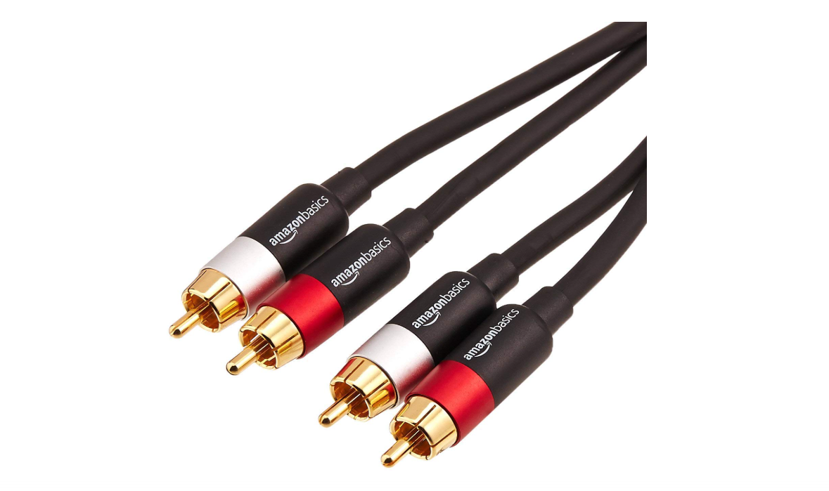 Amazon Basics 2 RCA Audio Cable for Amplifier, Active Speakers, Subwoofer or Hi-Fi System with Gold-Plated Plugs, 8 Feet, Black
