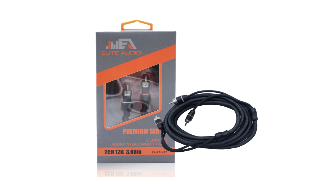 Elite Audio Premium Series 12ft. 2-Channel Car Audio RCA Cable – Double Shielded, Oxygen Free Copper, Noise Reducing Audio Cable for Amplifiers, Subwoofers,...
