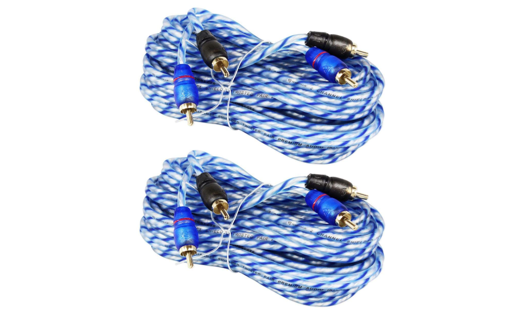 Rockville RTR172 17 ft 2 Channel Twisted Pair RCA Cables Split Pin 100% Copper, for Car Amplifier and Home Audio Connections, 2-Piece
