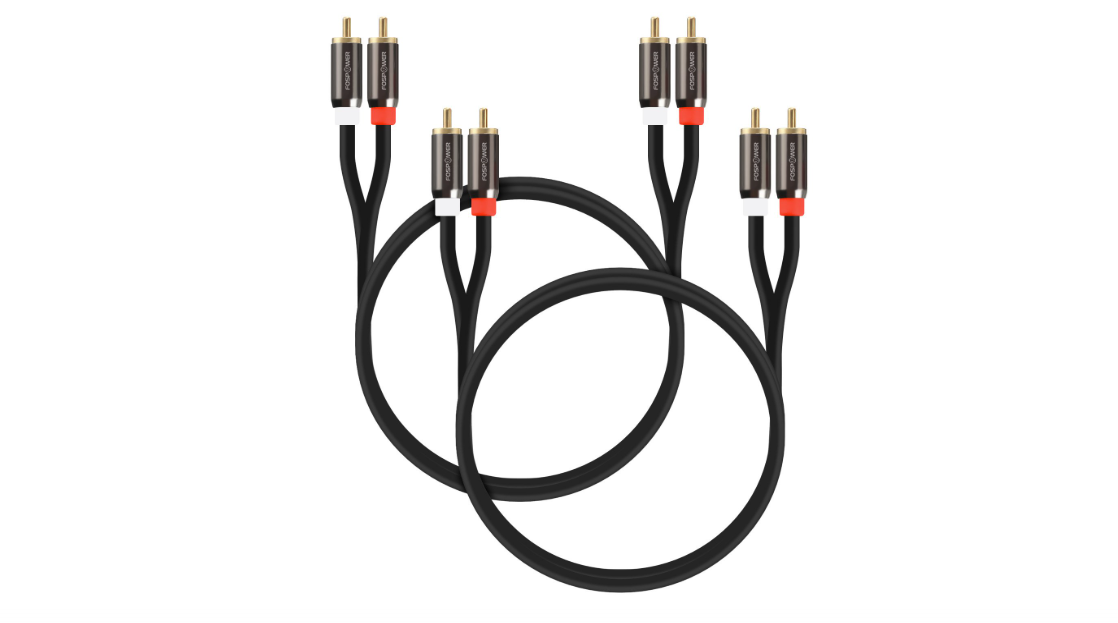 FosPower (2 Pack 2 RCA M/M Stereo Audio Cable [24K Gold Plated | Copper Core] 2RCA Male to 2RCA Male [Left/Right] Premium Sound Quality Plug - 3FT
