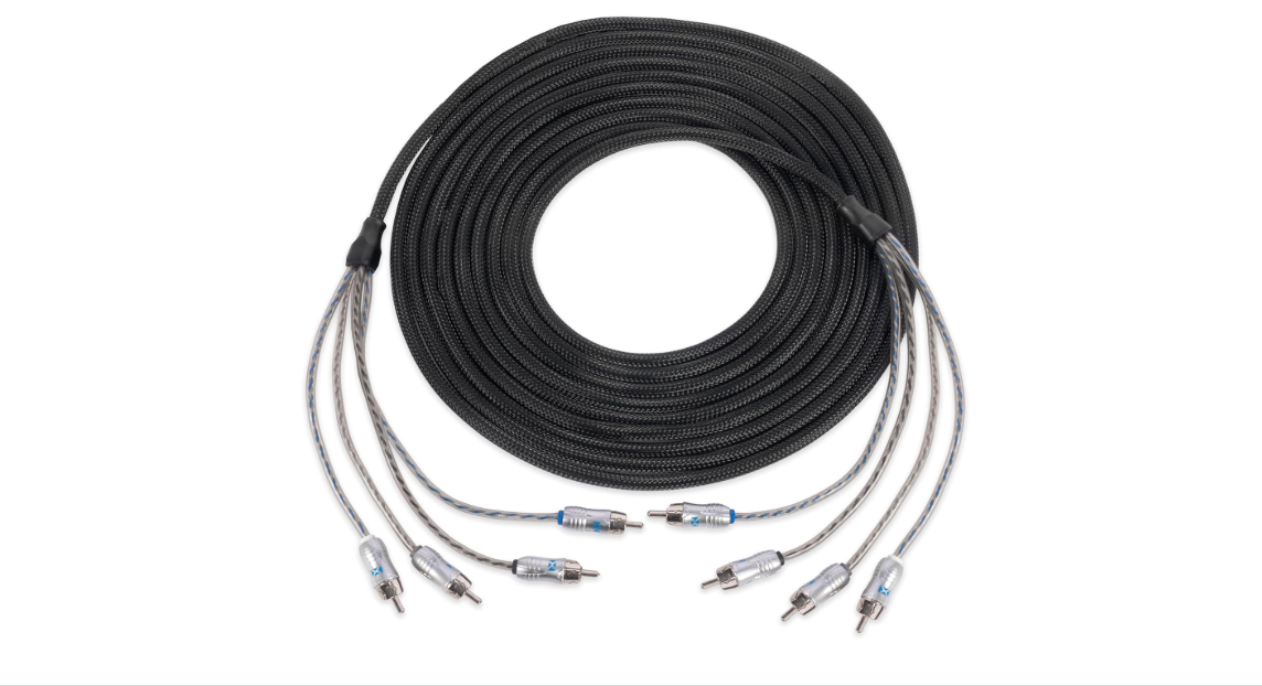 NVX® XIX43 9.84 ft (3 Meter) Oxygen Free Copper 4-Channel Double Twisted Pair X-Series Car Audio RCA Audio Interconnect Cable with Shielded Noise Reduction...
