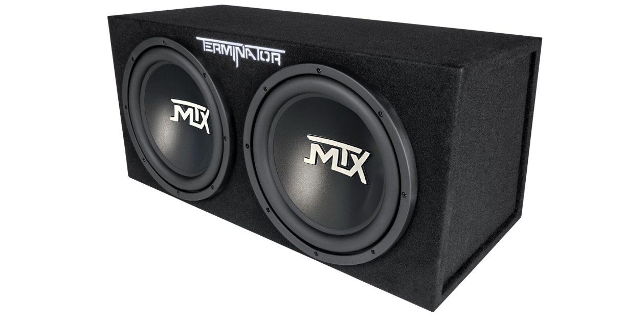 MTX Dual 12-Inch Subwoofers with Loaded Enclosure, 1200W Max Power, 400W RMS, Terminator - Car Audio Subwoofer and Speaker System with Deep Bass Sound