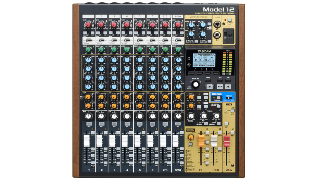 Tascam Model 12 All-in-One 12-track Digital Multitrack Mixing and Recording Studio, Mixer, USB Audio Interface and DAW Controller