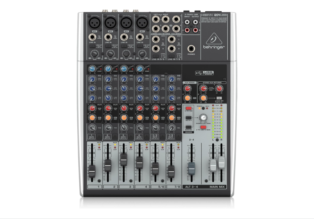 Behringer XENYX 1204USB Premium 12-Input 2/2-Bus Mixer with XENYX Mic Preamps and Compressors, British EQ and USB/Audio Interface