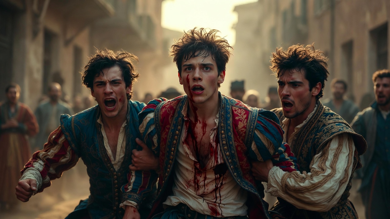 Mercutio fatally wounded after the duel, turning point of the tragedy