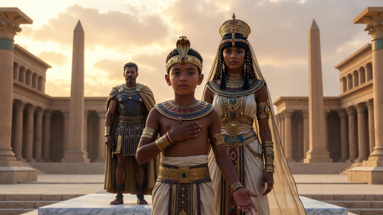 Caesarion recognized as Julius Caesar's son by Antony and Cleopatra during the Donations of Alexandria