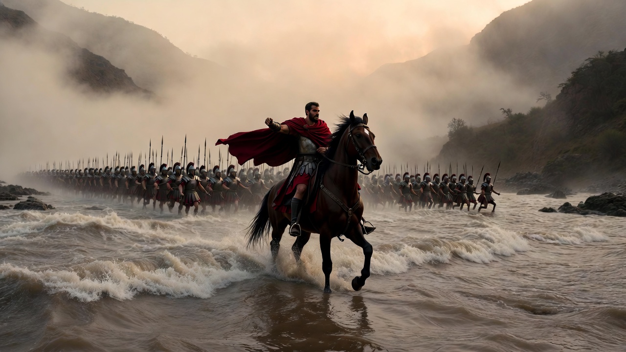 Julius Caesar crossing the Rubicon – iconic moment of bold strategic decision