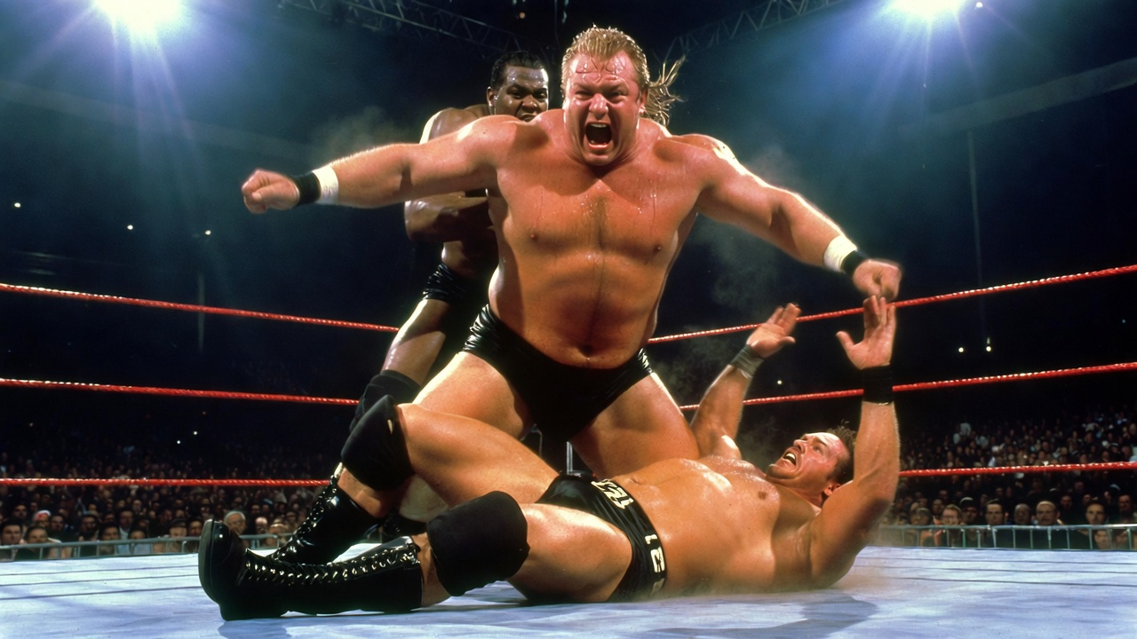 Mark Henry and Big Daddy V overpowering opponents in Armageddon 2007 WWE tag team match