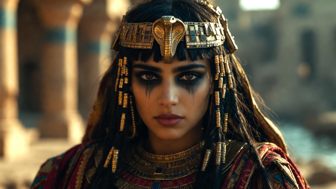 Cleopatra Shakespeare dramatic portrait regal vulnerable expression ancient Egyptian queen