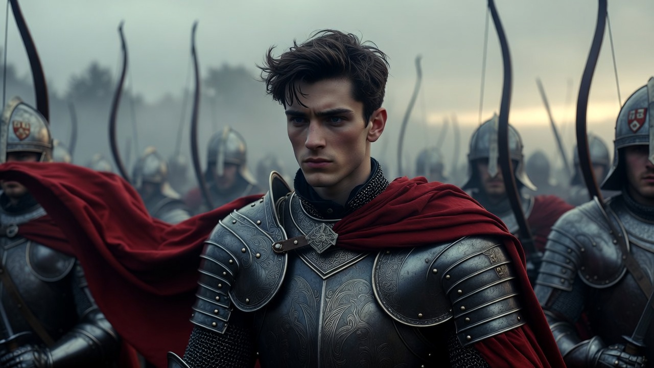 King Henry V character portrait in armor from Folger Shakespeare Library edition of Henry V