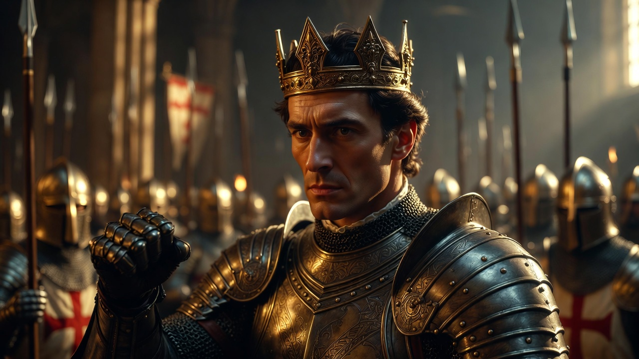 King Henry V delivering his fierce declaration of war against France – Henry V Act 1