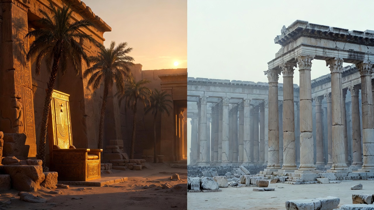 East vs West cultural contrast in John Adams Antony and Cleopatra opera, Egypt and Rome symbolism