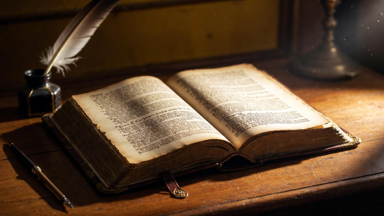 Antique open book of Shakespeare's plays with quill on desk highlighting timeless vocabulary legacy
