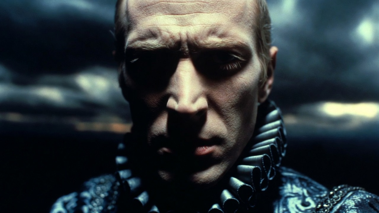 Hamlet contemplating existence in the iconic "To be or not to be" soliloquy, intense close-up of existential crisis