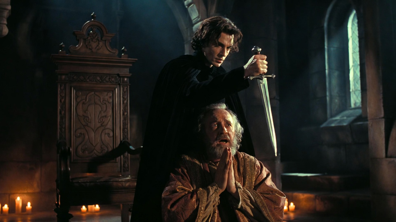 Hamlet hesitating to kill praying Claudius, moment of moral scruple in the sixth soliloquy