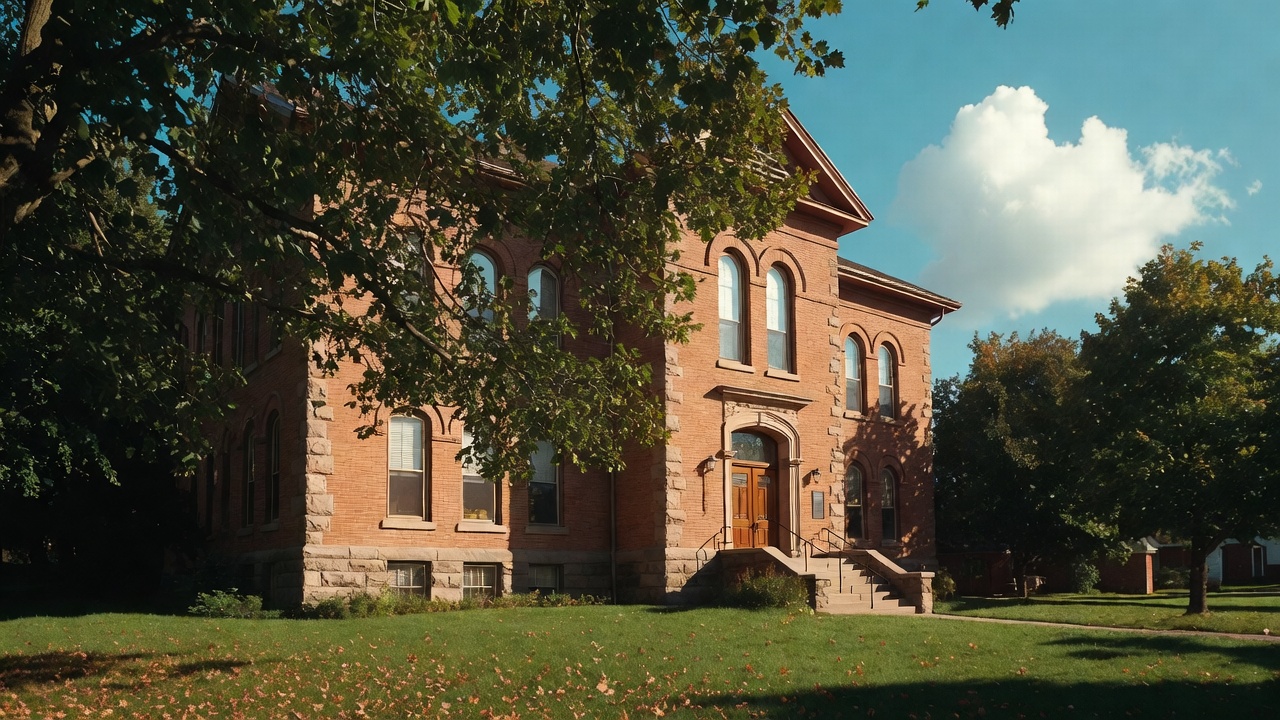 Exterior of Aurora Town Public Library in East Aurora, New York, showcasing its welcoming historic building.