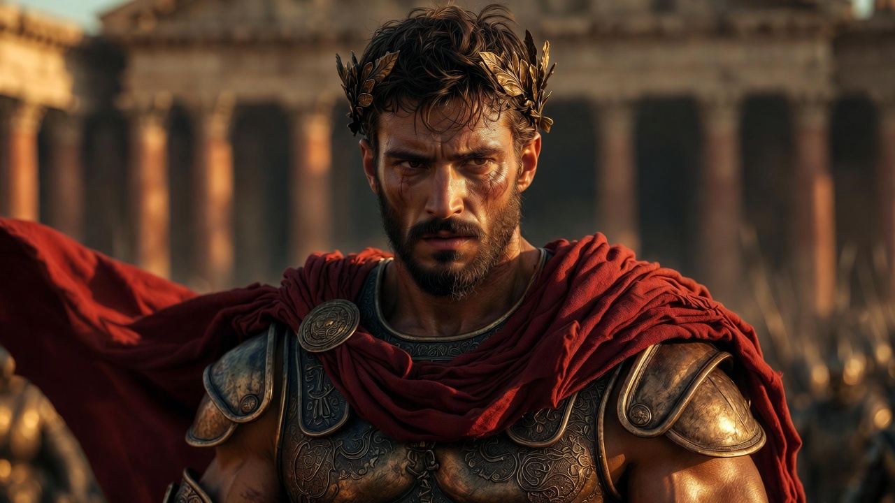 Mark Antony as the torn Roman hero in Shakespeare's Antony and Cleopatra, showing passion and duty conflict