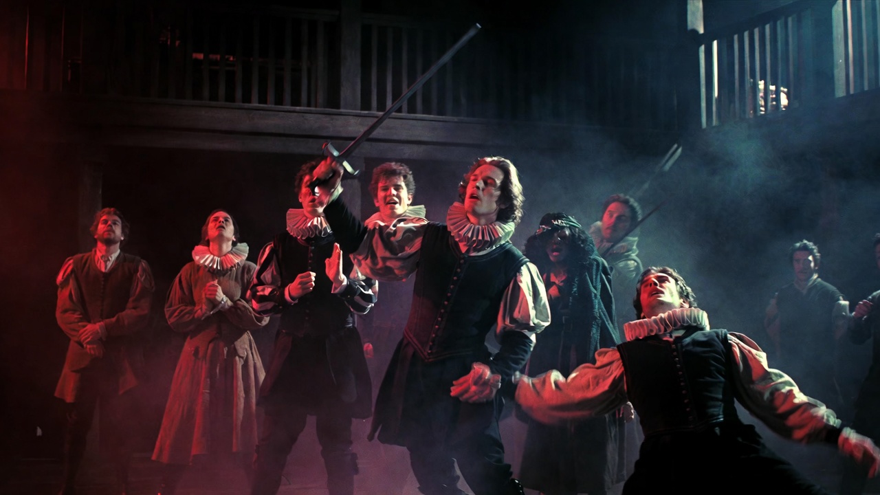 Shakespearean tragedy performance on stage showing dramatic downfall and sorrow in Macbeth or Hamlet style