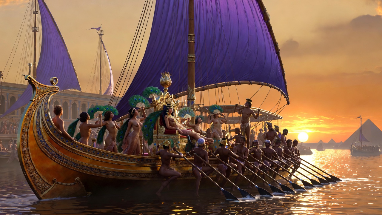 Cleopatra's royal barge on the Nile, Enobarbus' famous description in Antony and Cleopatra Act 2