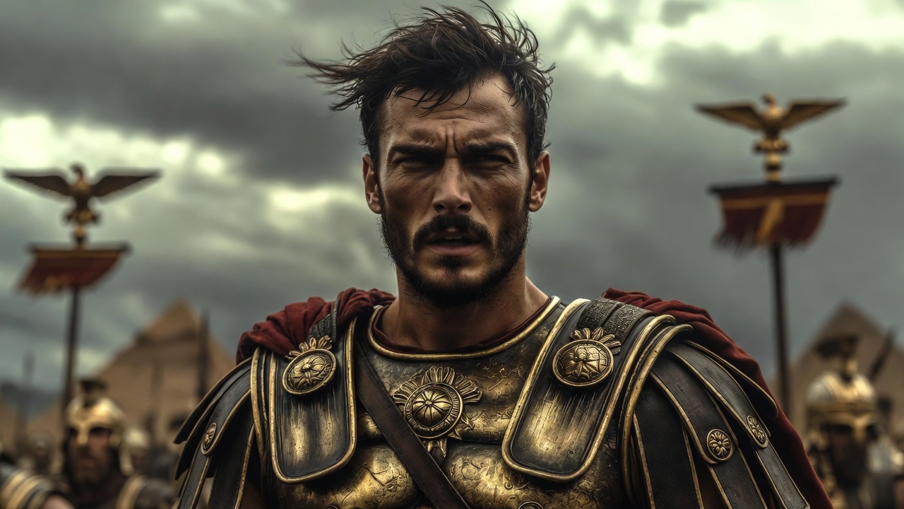 Tormented Mark Antony facing downfall and betrayal in Antony and Cleopatra Act 4