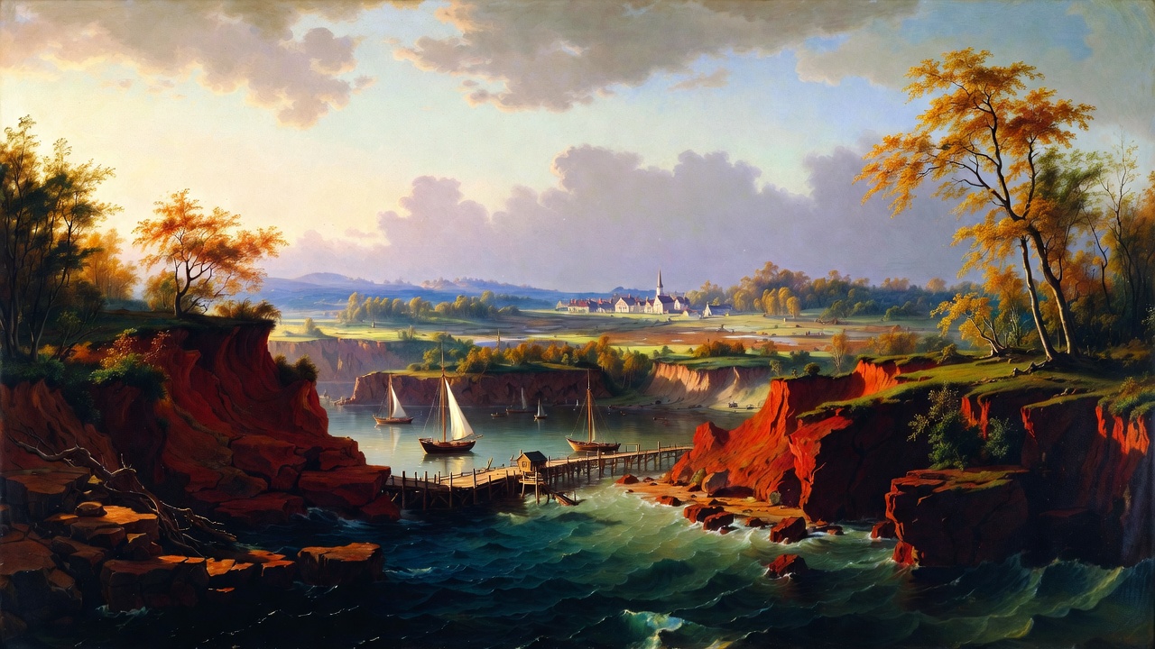 Prince Edward Island coastline and colonial settlement in the 1840s during Sir Henry Vere Huntley's time as Lieutenant Governor