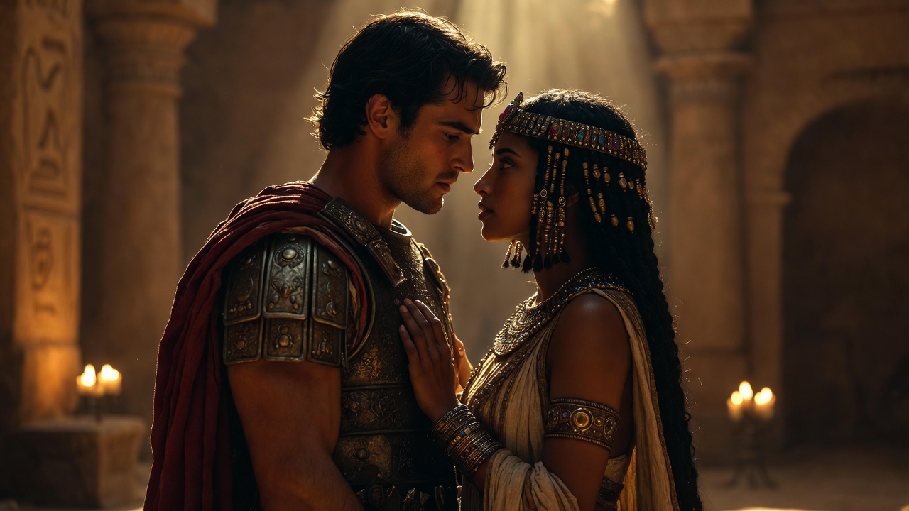 Antony and Cleopatra emotional farewell embrace – key quotes visual from Act 1 Scene 3 analysis
