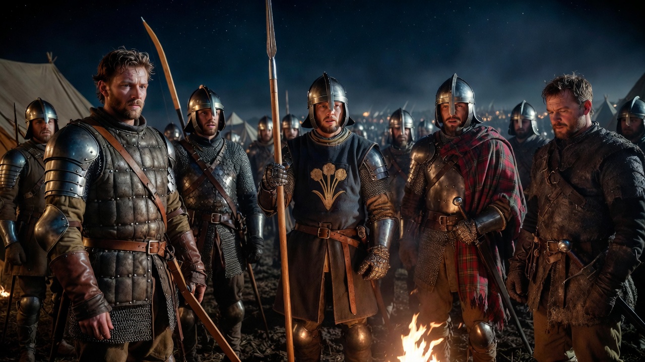 Diverse band of English, Welsh, Scottish and Irish soldiers united in camp during Henry V campaign