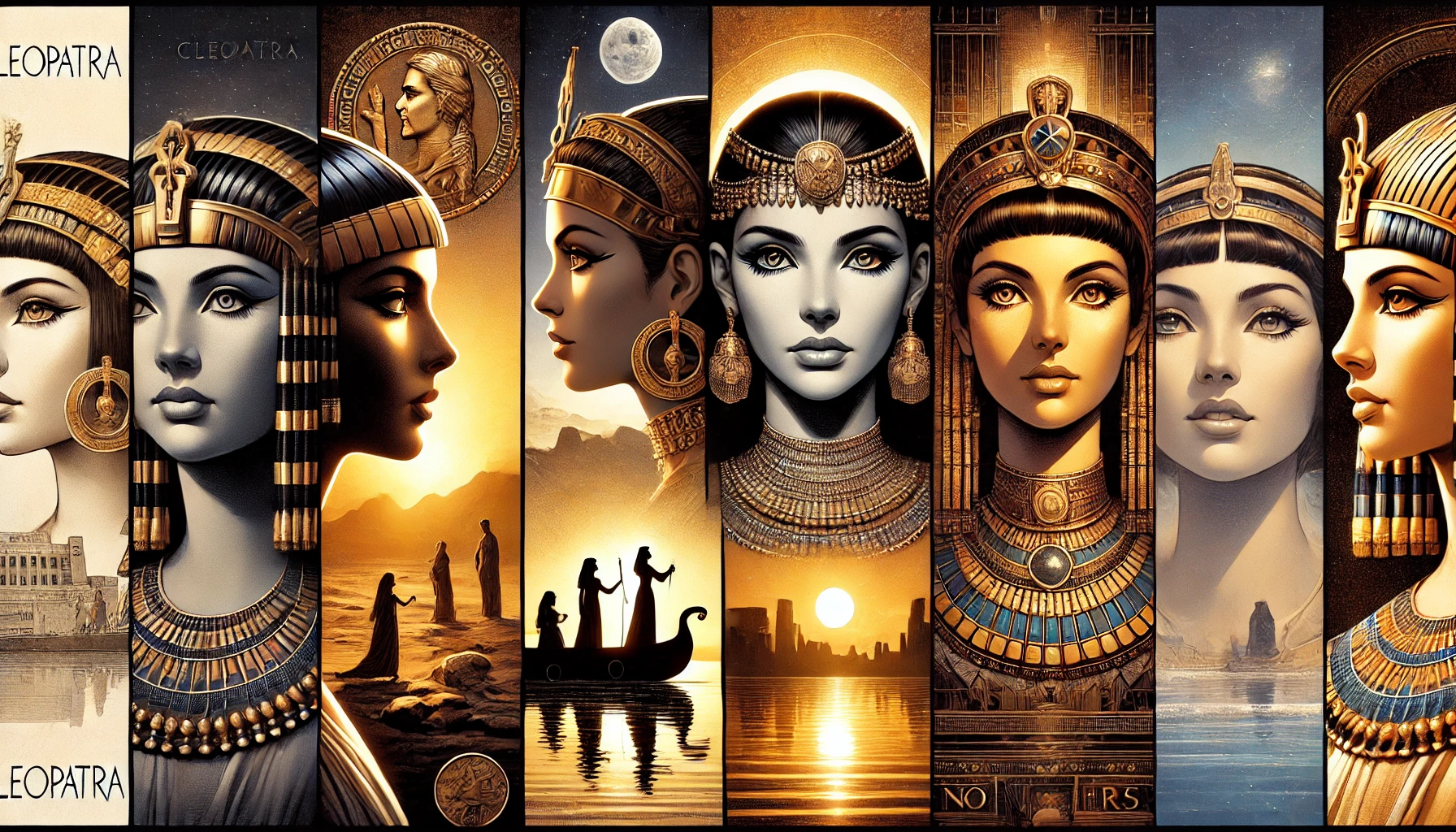 Five advanced variations of Cleopatra drawings historical to Shakespearean styles