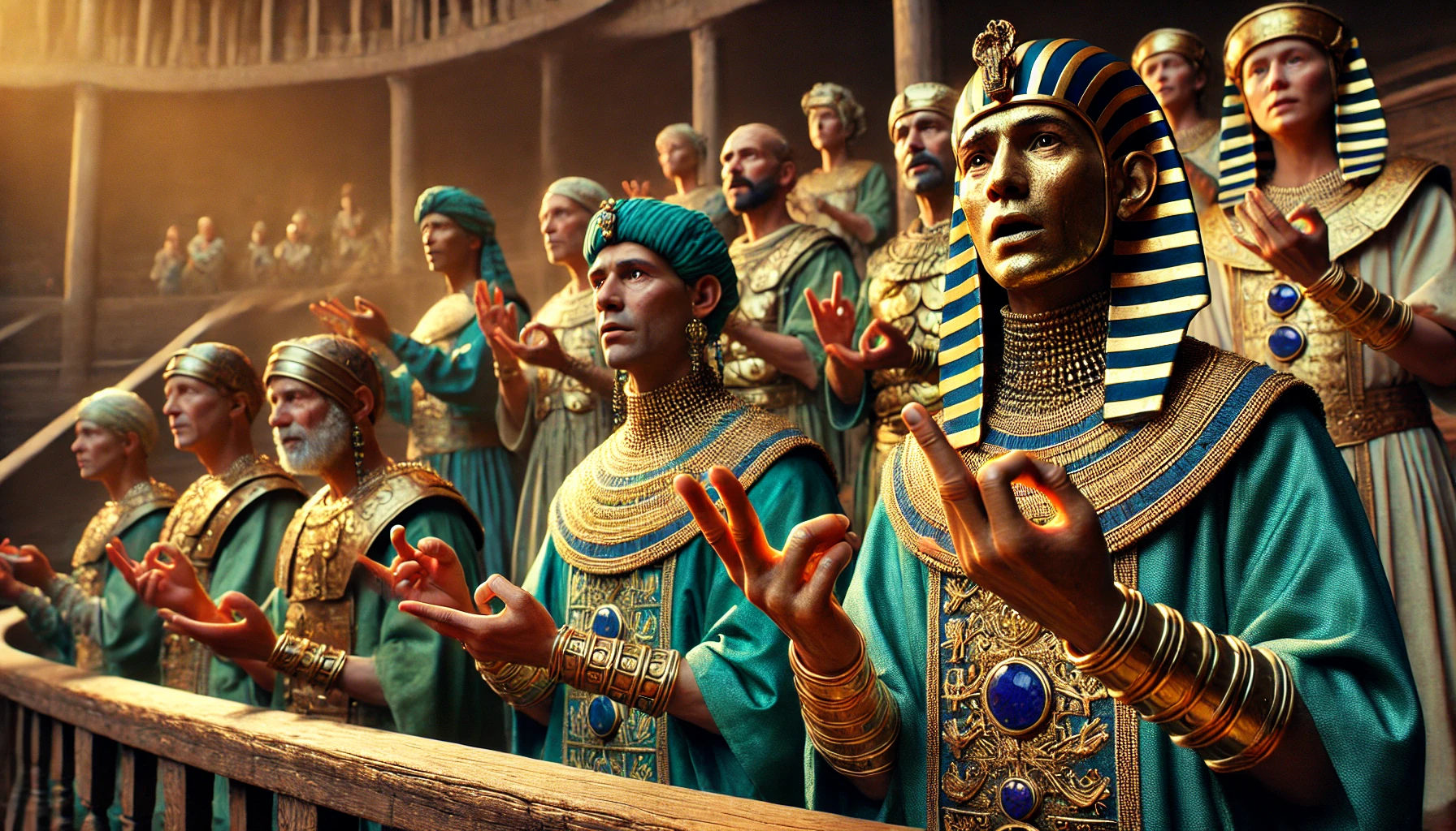 Antony and Cleopatra at the Globe bilingual BSL signing scene with Egyptian court