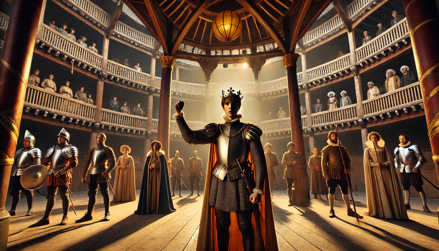 Representación teatral del Rey Enrique V en la obra maestra de Shakespeare