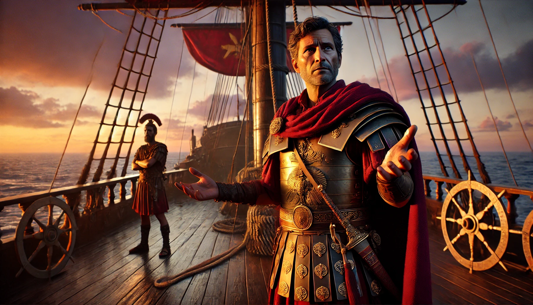 Enobarbus as loyal Roman lieutenant with Mark Antony in Shakespeare’s Antony and Cleopatra, early character development scene