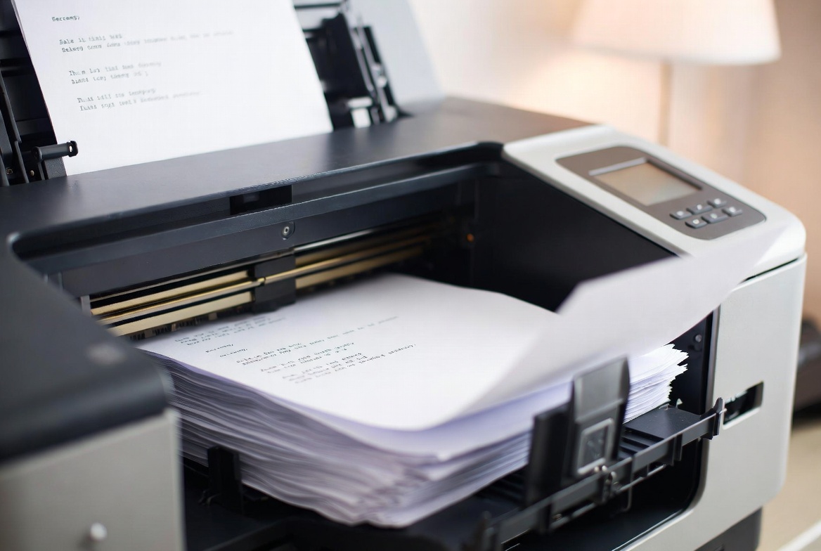 laser printer printing screenplay pages for professional submission