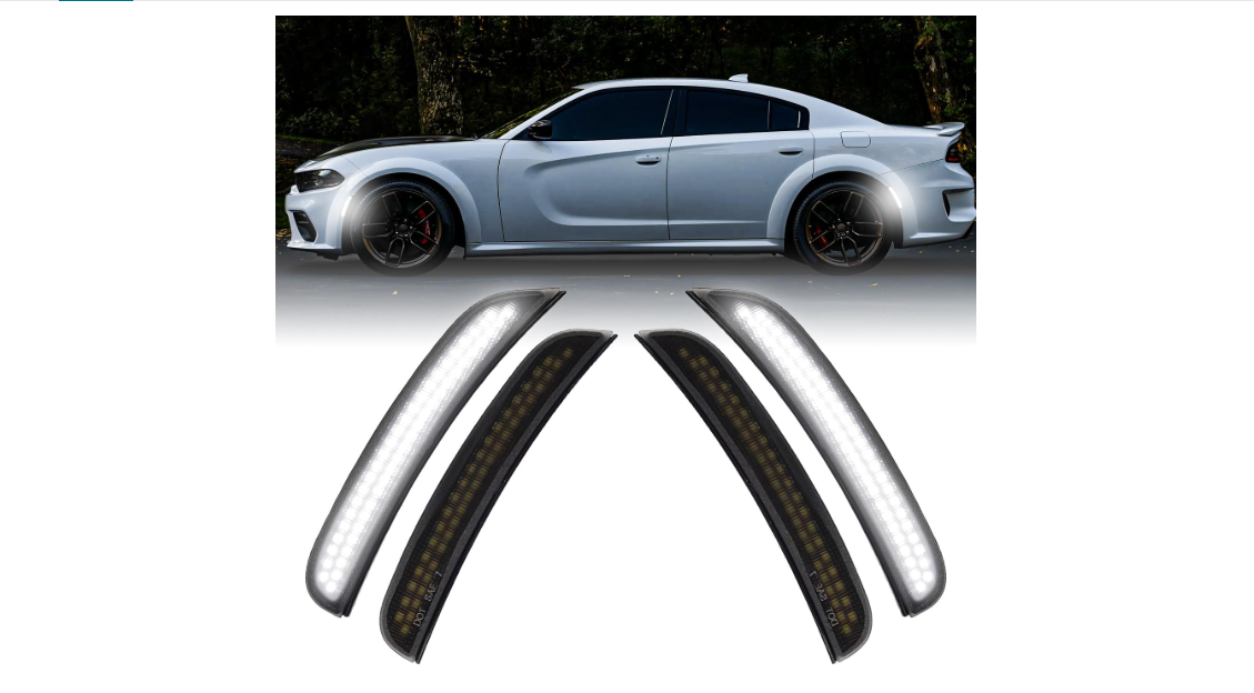 DouMmantn Side Marker Lights for Charger 2015-2023, Front & Rear Fender Light for Charger SXT, for Scatpack, for SRT Hellcat, LED White Parking Light,...