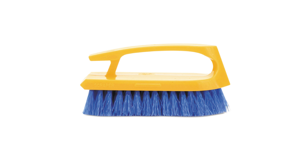 Rubbermaid Commercial Products Iron Handle Scrub Brush 6-inches Polypropylene Fill Cobalt Bristles For Hard Scrubbing on Tile/Grout/Floors/Walls/Countertops 
