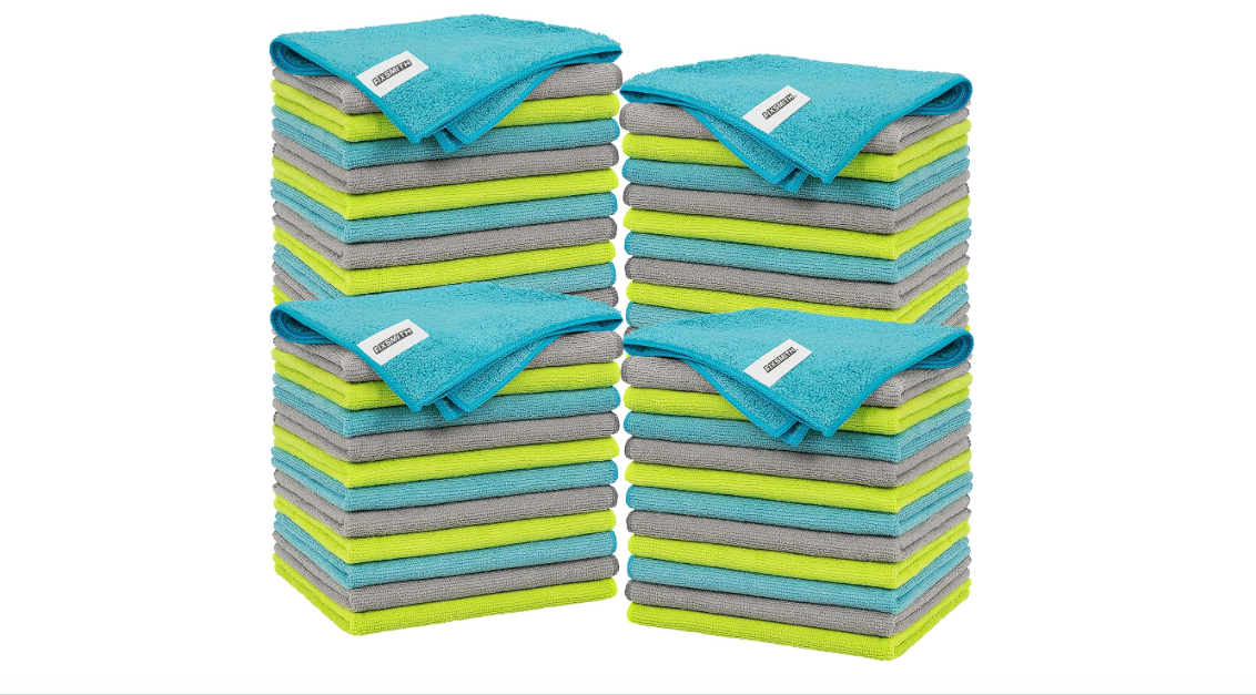 FIXSMITH Microfiber Cleaning Cloth - Pack of 48, Multi-Functional Cleaning Towels, Size: 12 x 16 in, Highly Absorbent Cleaning Rags, Lint-Free, Streak-Free...