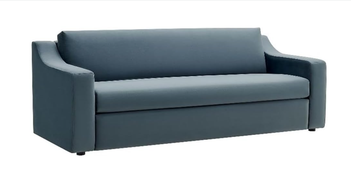 Modway Liora 87 Inch Stain-Resistant Performance Velvet Sofa in Cadet Blue - 3 Seater Upholstered Sofa Couch for Living Room Seating - Comfy Deep Seat Sofa...
