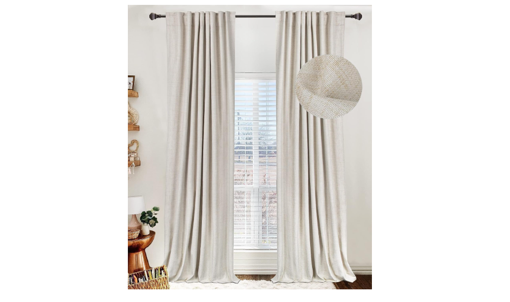 100% Blackout Shield Linen Blackout Curtains for Bedroom 84 Inches Long, Back Tab/Rod Pocket Living Room Drapes, Thermal Insulated Blackout Curtains 2...