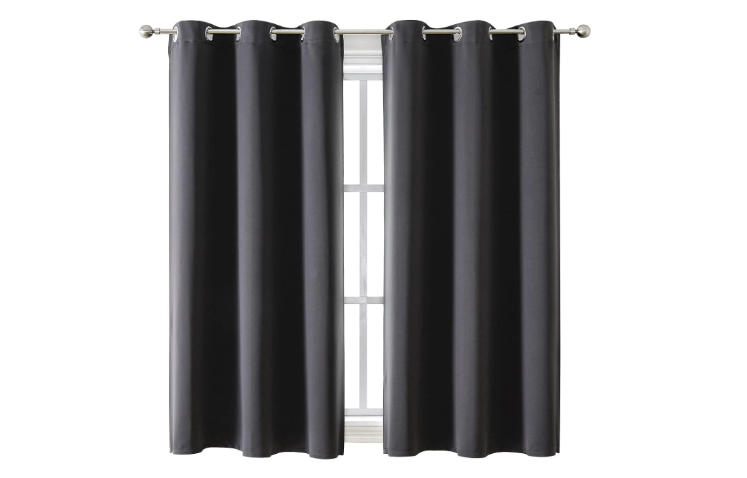ChrisDowa Grommet Blackout Curtains for Bedroom and Living Room - 2 Panels Set Thermal Insulated Room Darkening Curtains (Dark Grey, 42 x 63 Inch)