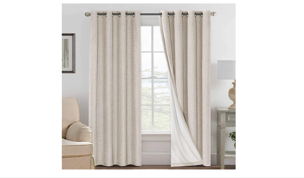 H.VERSAILTEX Linen 100% Blackout Curtains for Bedroom Full Light Blocking Curtains, Textured Window Curtain for Living Room 84 inch Grommet, Energy...