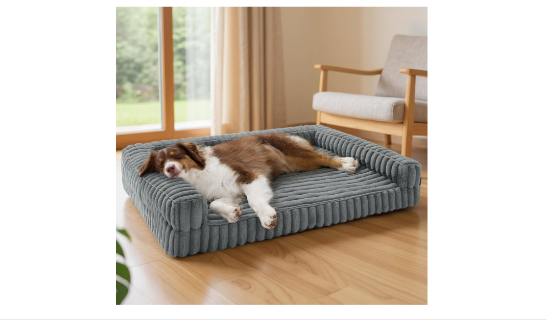 Bedsure ComfyFleece™ Orthopedic Dog Beds Large Sized Dog, Waterproof Memory Foam Pet Couch Sofa with Sides, Non-Slip Bottom and Egg-Crate Foam Large Pet Bed...