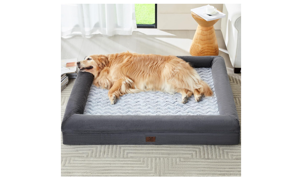 WNPETHOME XXL Extra Large Dog Bed, Washable Dog Couch with Removable Waterproof Cover, Orthopedic Large Pet Sofa Bed with Bolster Sides for Sleeping