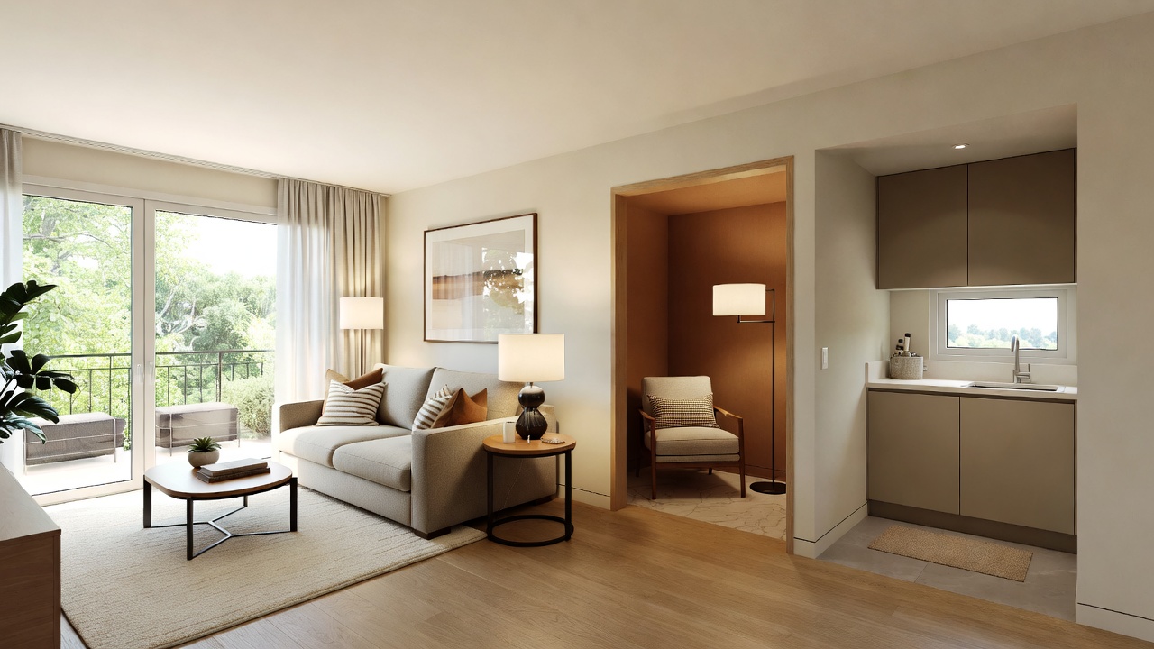 Spacious modern apartment interior at Hamlet at Chagrin Falls senior living community