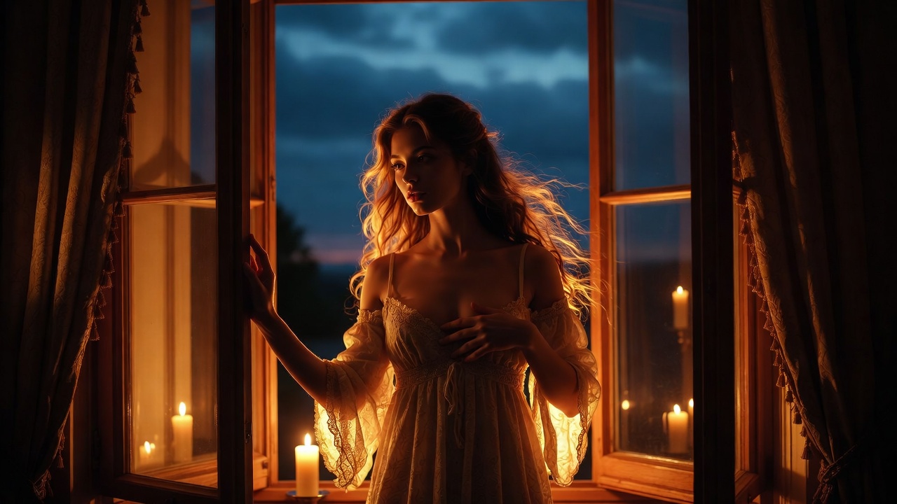 Juliet eagerly awaiting Romeo at night, sensual anticipation in her passionate Gallop apace monologue from Romeo and Juliet