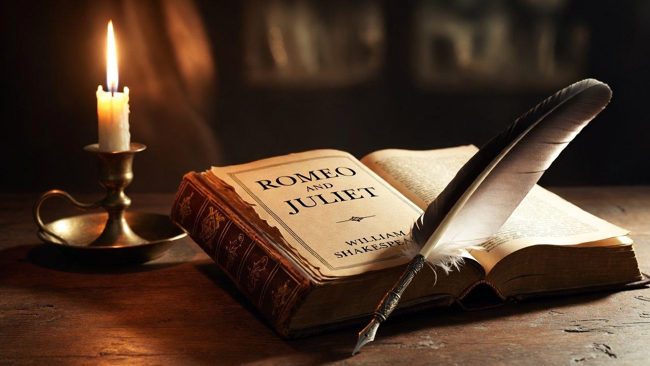 Open Romeo and Juliet book highlighting Shakespeare's influence on modern close-in-age legal protections.