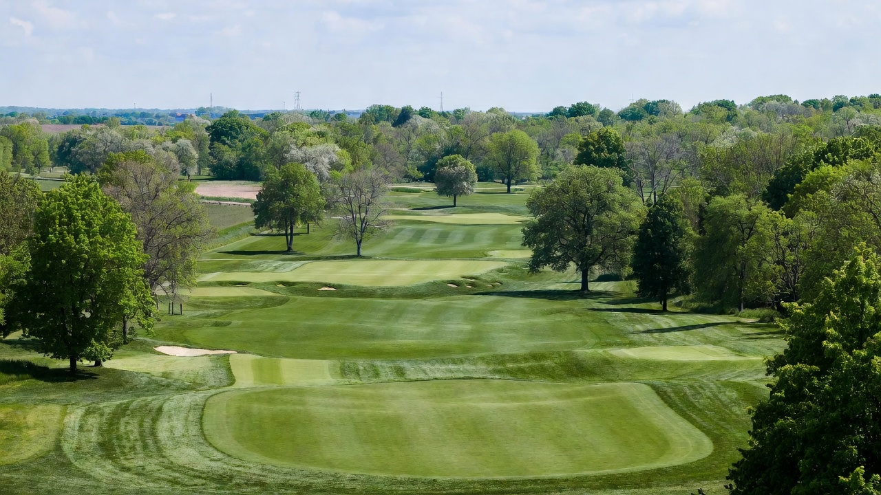 Scenic overview of lush fairways at Hamlet Golf Course Indiana, a peaceful rural 18-hole public golf course in the Midwest.