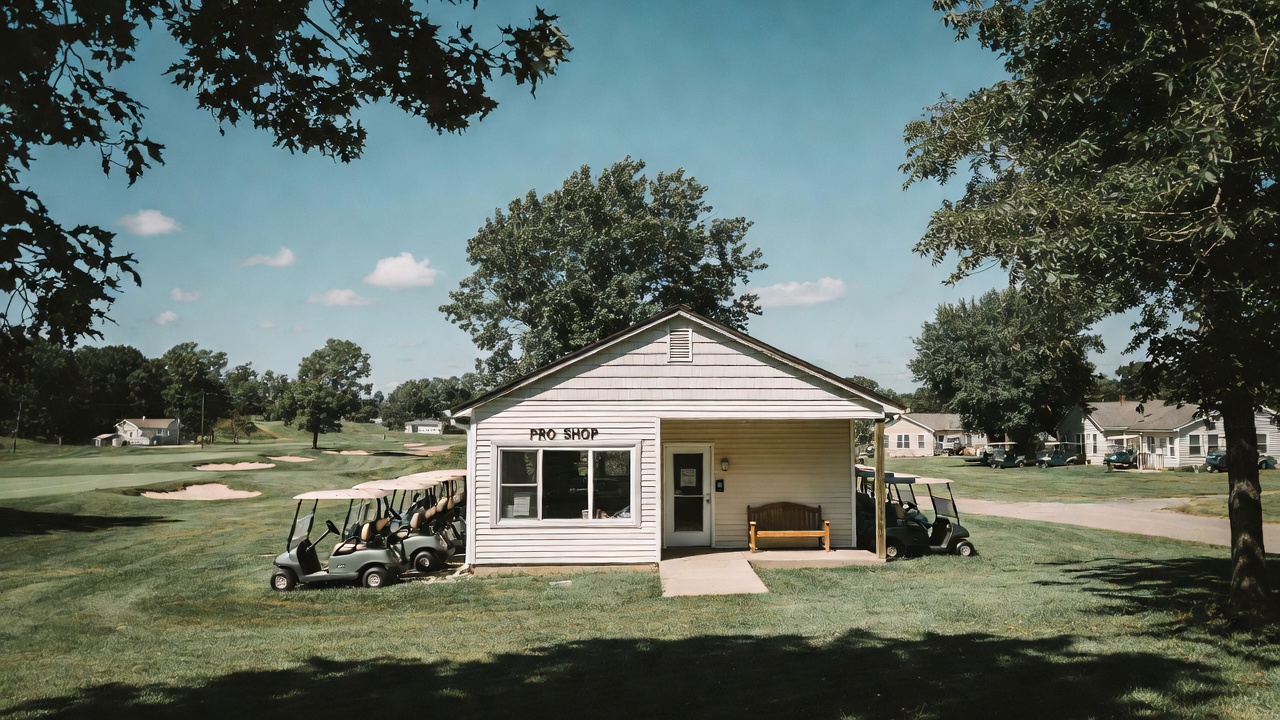 Welcoming clubhouse and pro shop exterior at Hamlet Golf Course Indiana, a friendly public golf facility in rural Starke County.