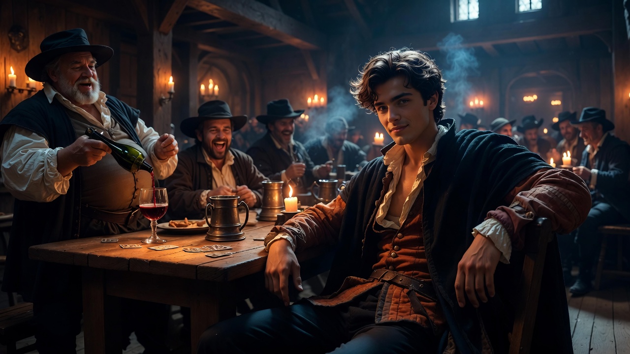 Young Prince Hal carousing in an Eastcheap tavern with Falstaff and companions