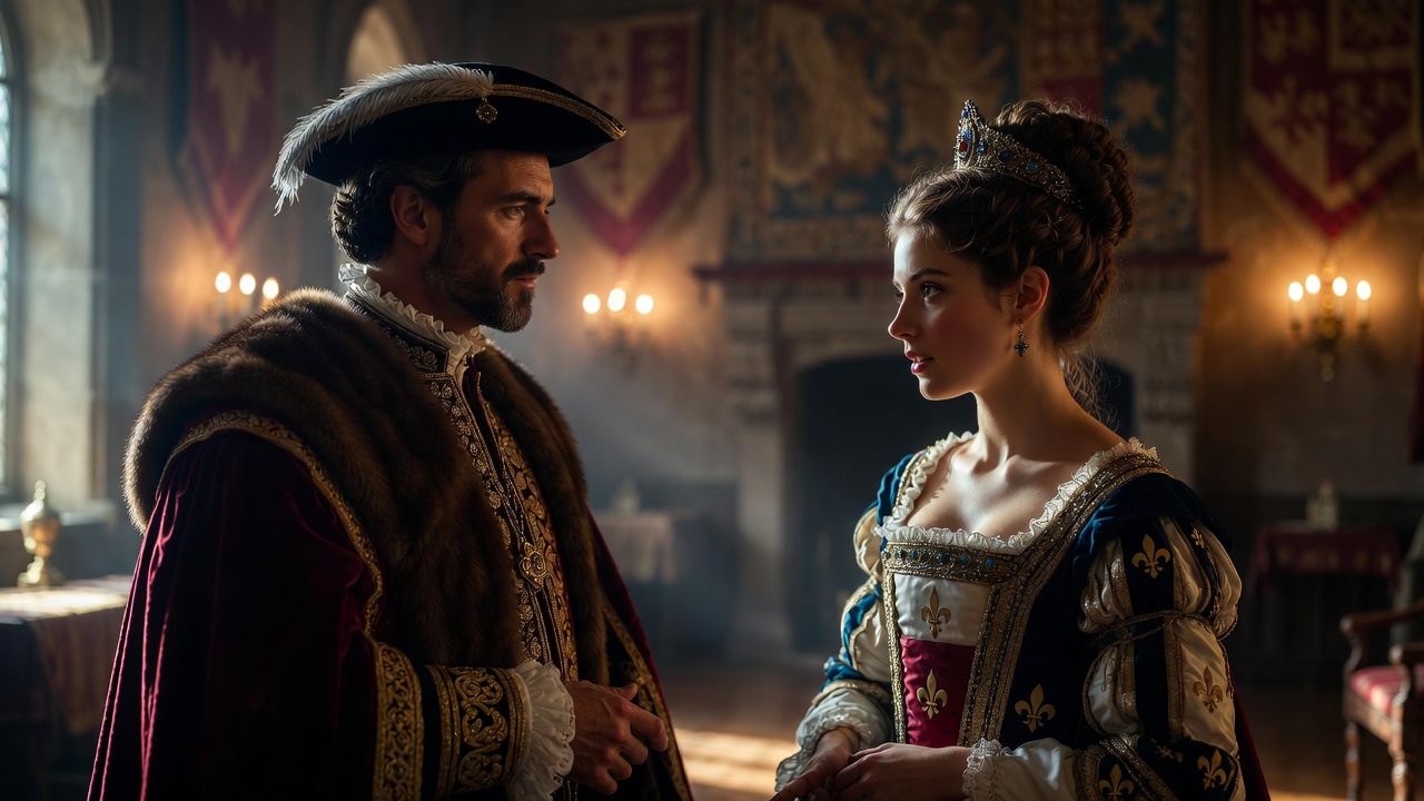 Anglo-French cultural encounter – English noble and French princess in Renaissance setting