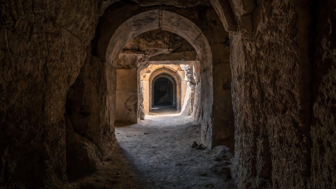 Underground tunnel discovered at Taposiris Magna, a key recent find in the ongoing search for the tomb of Antony and Cleopatra
